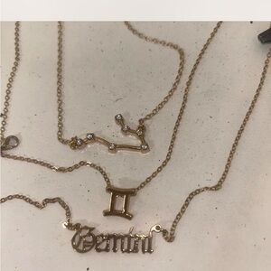 Gold Gemini Necklace Set